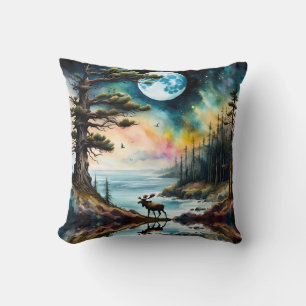 Moose Under the Full Moon Kussen