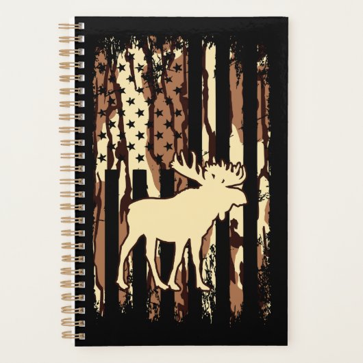 Moose US American Flag Hunting Elk Planner (Voorkant)