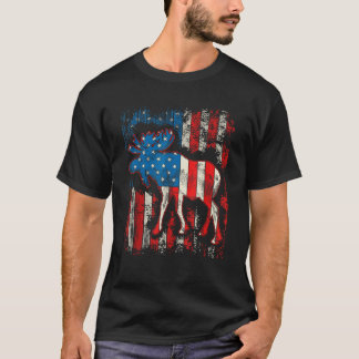 Moose USA American Flag 4 juli Mannen Women RER T-shirt