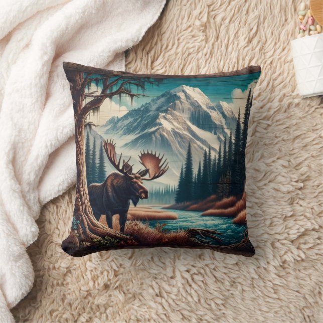Moose van Mountain Stream in het herfstlandschap Kussen (Deken)