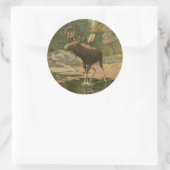 Moose Walting in Water Ronde Sticker (Tas)