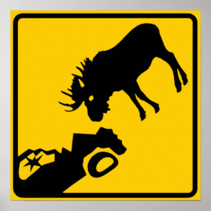 Moose Warning Sign van het Nationaal Park Gros Mor Poster