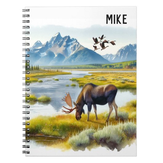 Moose Waterverf AI Art Monogram Notitieboek (Voorkant)
