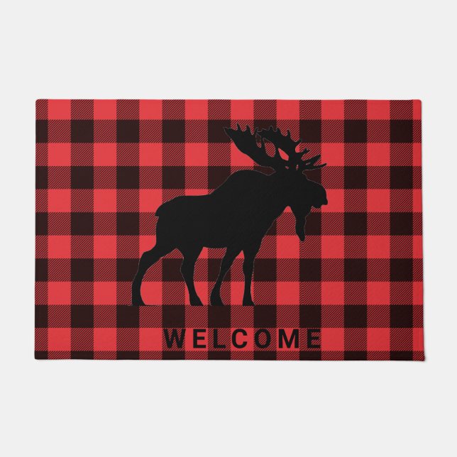 Moose Welcome Red Black Pset Deurmat (Voorkant)