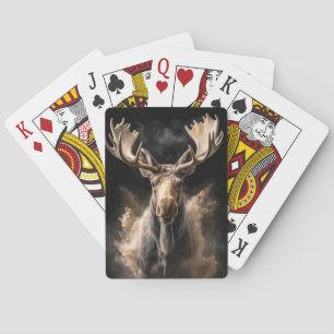Moose Wild Animal Elegant Dramatisch Mist Portret Pokerkaarten