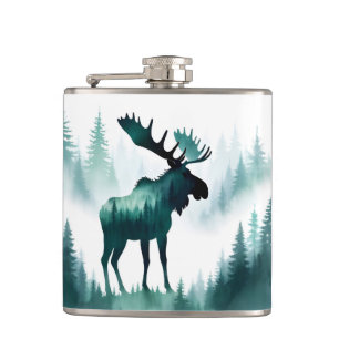 Moose Wildlife Animal Natuur Forest Mountain Art Heupfles