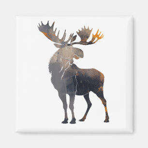 Moose Wildlife Natuur Illustratie Silhouette Joy Magneet