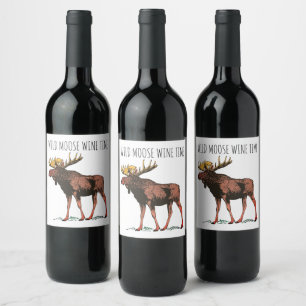 Moose Wildlife Vin Étiquettes