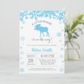Moose Winter Boy Baby shower Snowflake Invitation (Debout devant)
