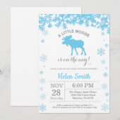 Moose Winter Boy Baby shower Snowflake Invitation (Devant / Derrière)