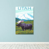 Moose with MountainUtah Canvas Afdruk (Insitu (Houten vloer))