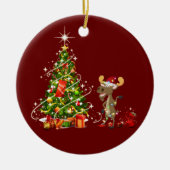 Moose with Pet LIGHTS Kerstmis Keramisch Ornament (Voorkant)