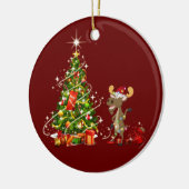 Moose with Pet LIGHTS Kerstmis Keramisch Ornament (Links)