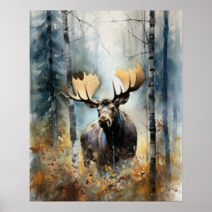 Moose Woodland Animal Art Imprimer Poster