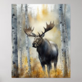 Moose Woodland Animal Art Imprimer Poster (Devant)