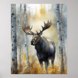 Moose Woodland Animal Art Imprimer Poster