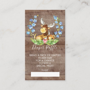 Moose Woodland Baby shower Luier Raffle Ticket Informatiekaartje