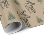 Moose & Xmas Trees Christmas Wrapping Paper Cadeaupapier (Rol Hoek)