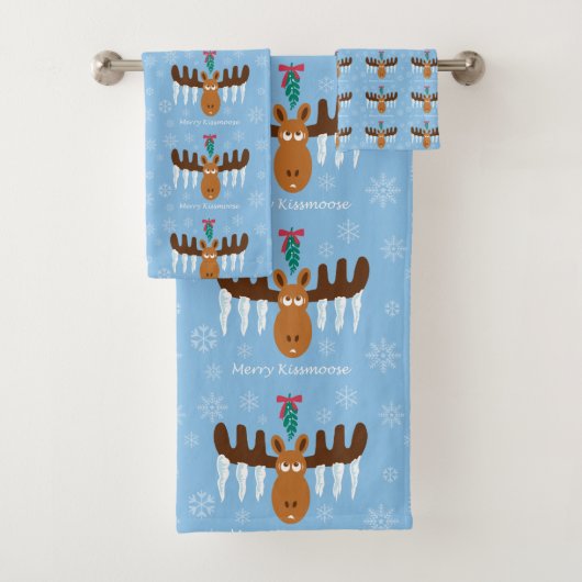 Moosehead_Icicle Antlers_Mistletoe_Merry Kissmoose Bad Handdoek (Insitu)