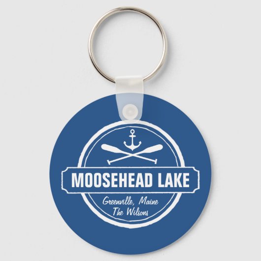 Moosehead Lake Maine ankerplaats aangepaste stad Sleutelhanger (Voorkant)
