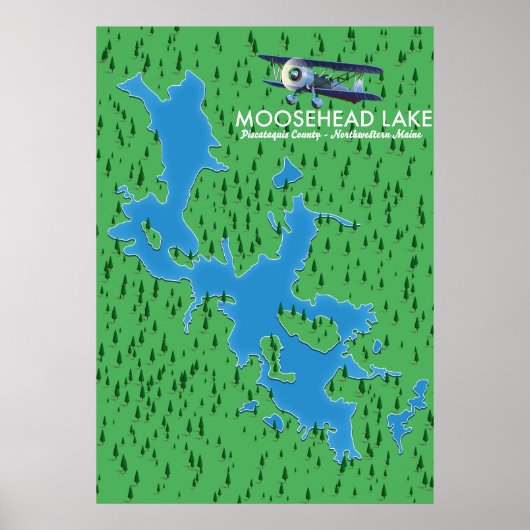 Moosehead Lake, Piscataquis Carte du Comté Poster (Devant)