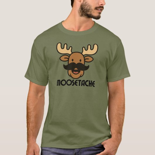 Moosetache Funny Moose With Mustache Dad Gifts T-shirt (Voorkant)