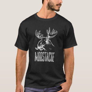 Moostache Moose Mustache Pun Wandelen Camping Joke T-shirt