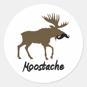 Moostache Ronde Sticker