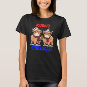 Moowy Christmas Highland Koeien T-shirt