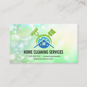 Mop Broom Cleaning Logo Janitorial Services Visitekaartje