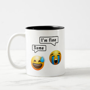 Mop met cute Smiley Face Emoji Tweekleurige Koffiemok