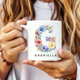 Mop met eigen bloemalfabet voor mama, verjaardagsc koffiemok