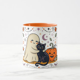 Mop met Halloween-thema: leuke geest, zwarte kat e Mok