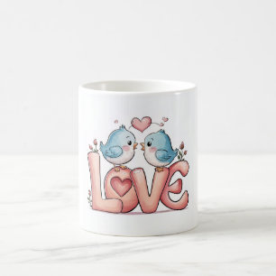 Mop met liefdesvogels - Romantische mok voor koppe