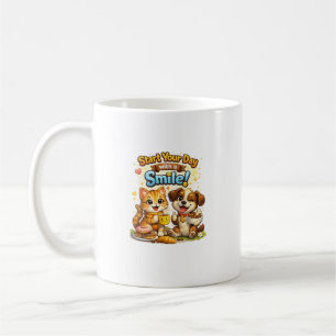 Mop ontwerp met een schattig katje en puppy koffiemok
