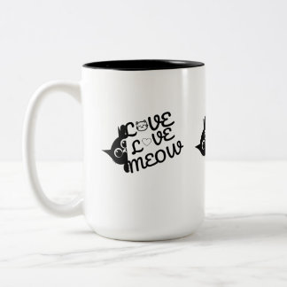 Mop voor kattenliefhebber, Love Meow Zwarte Kat Ko Tweekleurige Koffiemok