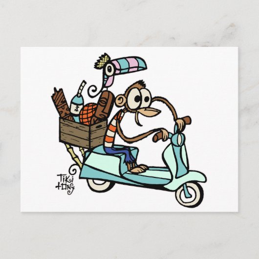 Moped Monkey Beachcomber Vacatie! Briefkaart (Voorkant)