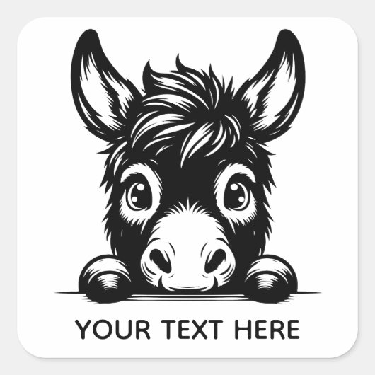 Moppe peilende ezel sticker met aangepaste tekst (Voorkant)