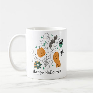 Moppertige Halloween-tekeningen Pompoen Geest Vlee Koffiemok