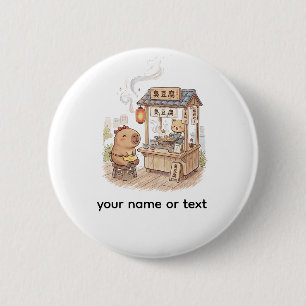 Moppige Capybara bij Stinkende Tofu Kraam Taiwan Ronde Button 5,7 Cm