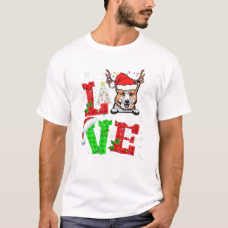 Moppige Corgi Hond Kerstboom T-shirt