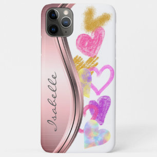 Moppige Doodle-harten Persoonlijk iPhone 11 Pro Max Hoesje