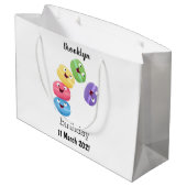 Moppige grappige macarons cartoonillustratie groot cadeauzakje (Achterkant Gekanteld)