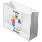 Moppige grappige macarons cartoonillustratie groot cadeauzakje (Voorkant Gekanteld)