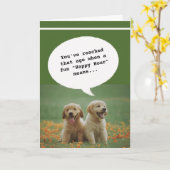Moppige honden Happy Hour Ouder Worden Grappige Ve Kaart (Gele Bloem)