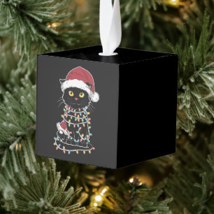 Moppige Kattenliefhebber Kerstlichtjes Kubus Ornament