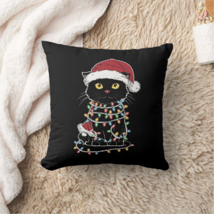 Moppige Kattenliefhebber Kerstlichtjes Kussen