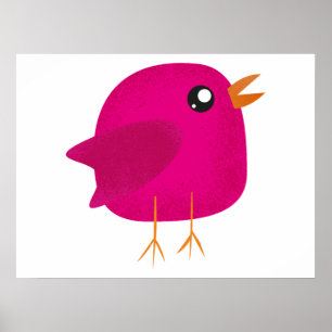Moppige kleine vogeltje poster