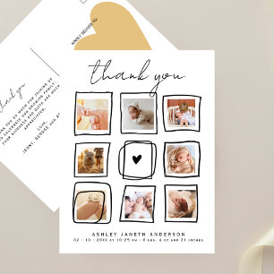 Moppige Krabbels Meerdere Foto's Dank Je Wel Baby  Briefkaart