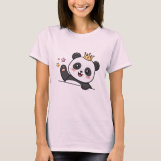 Moppige Pandakoning Cartoon – Kawaii Kroon Panda P T-shirt